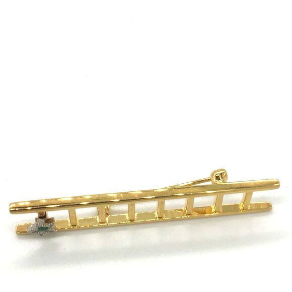 Ladder Pin Brooch Unique Goldtone Ladder Pin with Costume Stone - Picture 5 of 6
